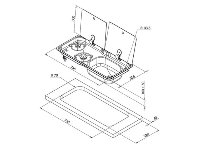 CAN FL1765 Combiné Plaque De Cuisson Gaz Avec évier – Image 2