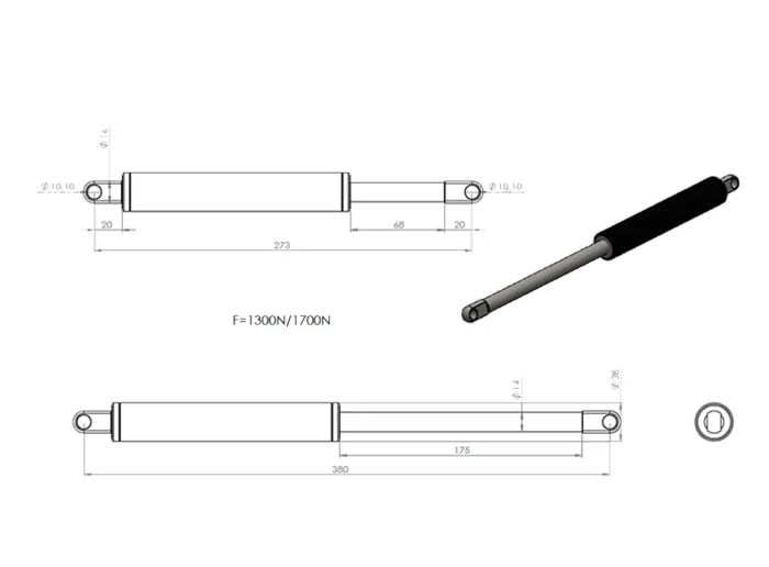 Obelink Vérin Pour Lit Pavillon 10,1 Mm 1700N – Image 2